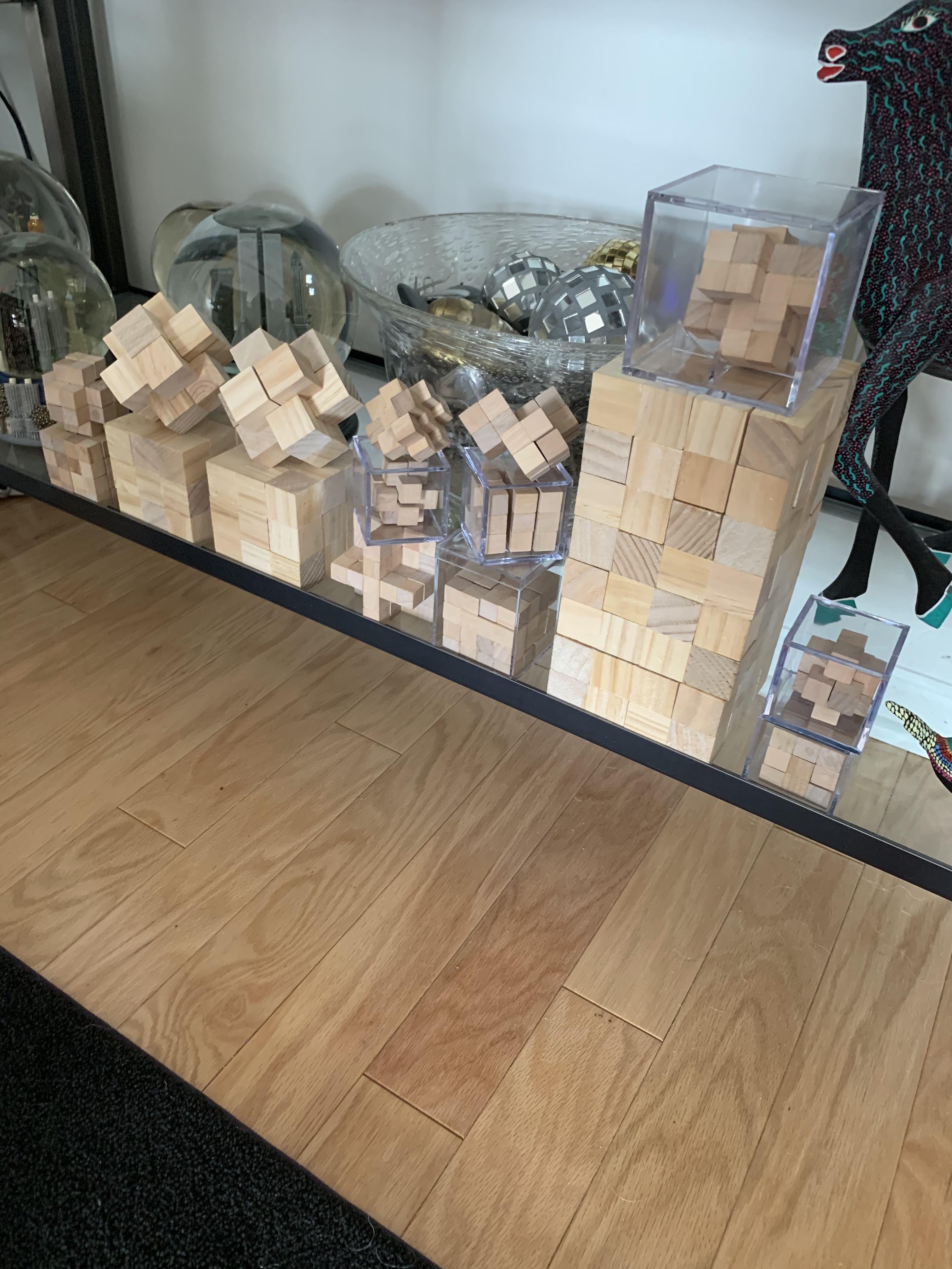 Various puzzles from 1/2" and 1" cubes